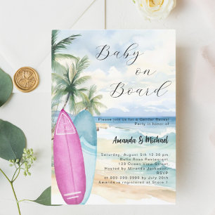 Convite Bebê no surfboard do Conselho Menino do gênero Rev