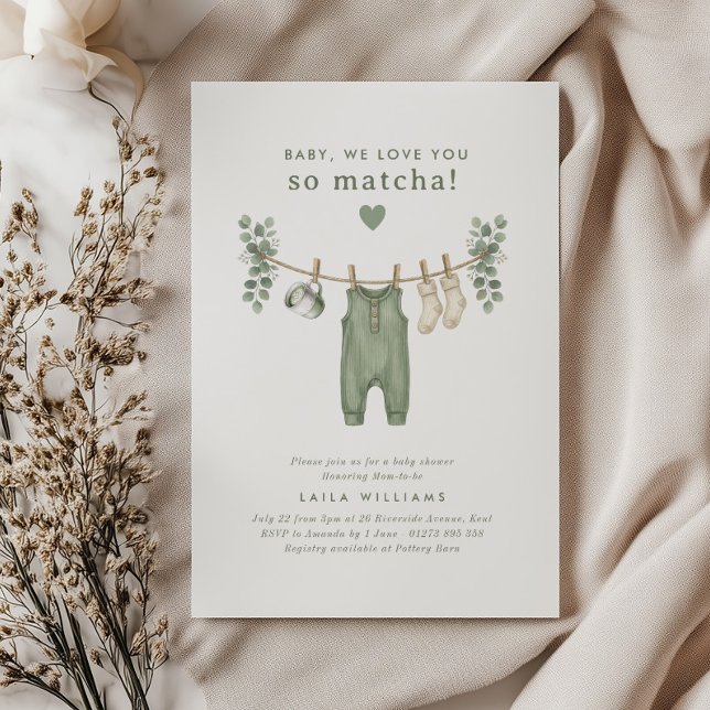 Convite Bebê, nós te amamos tanto Matcha! (Zazzle Baby, we love you so Matcha!  Invitation)