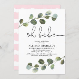 Convite Bebe o tema francês rosa negra branca bebê