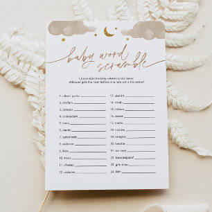 Convite Bebê Palavra Escramble Twinkle Star Chá de fraldas