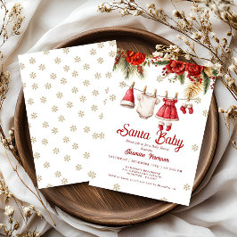 Convite Bebê Papai Noel Férias de Inverno Roupa de Bebê Ch