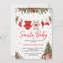 Bebê Papai Noel no baby shower de Natal