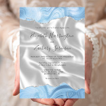 Bebê Pastel Azul Prata Ágata Seda Branca Casamento