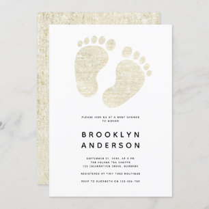 Convite Bebê Pés Dourados Luminter Gênero Chá de fraldas N