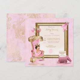 Convite Bebê Princesa Tutu Coroa Dourada Rosa Real