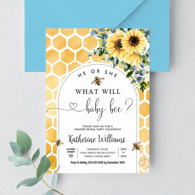 Convite Bebê Refeição do Gênero da Abelha (Criador carregado)