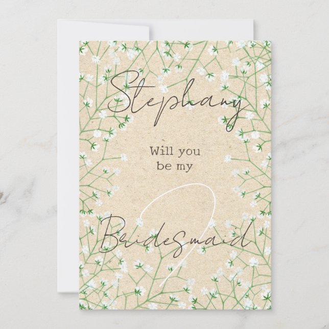 Convite Bebê Respira Fofo Boho Você será minha madrinha (Frente)