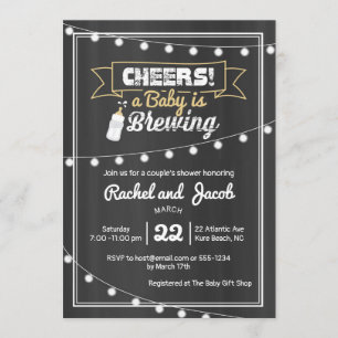 Convite Bebê Revestimento de Chá de fraldas Luzes Chalkboa