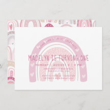 Bebê Rosa Boho Arco-Íris Primeiro Aniversário