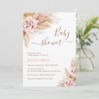 Bebê Rosa Boho Floral Pampas Chá de fraldas Grass