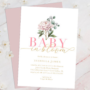 Convite Bebê rosa e Dourado embebido no Blogue Floral Baby