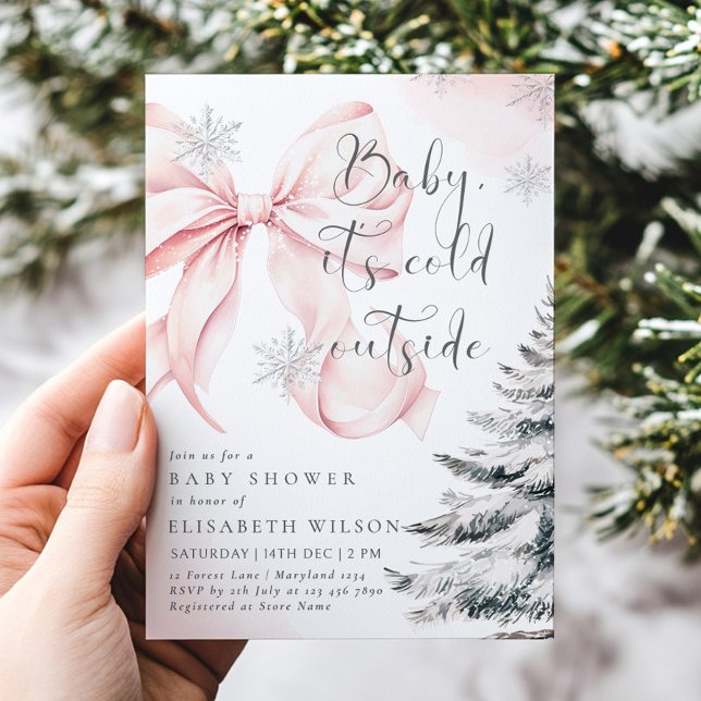 Convite Bebê rosa É frio fora do Arco Chá de fraldas (Criador carregado)