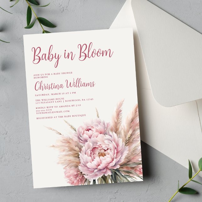 Convite Bebê Rosa Esbranquiçado no Chá de fraldas de Sangu (Criador carregado)