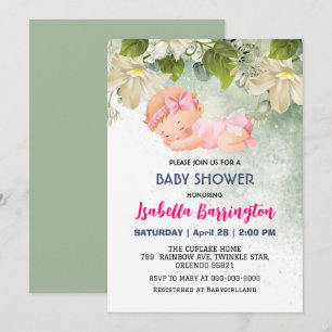 Convite Bebê rosa-rosa Menina Margarida flores chás de fra