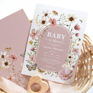 Convite Bebê rosa-rosado-rosado com Chá de Blogueira