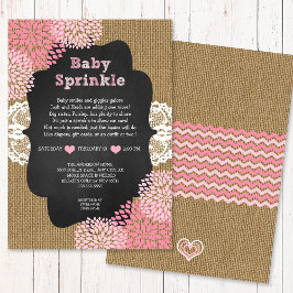 Convite Bebê rosado convida o quadro-negro RUSTIC