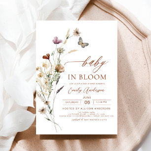 Convite Bebê selvagem no Chá de fraldas Bloom Terracotta