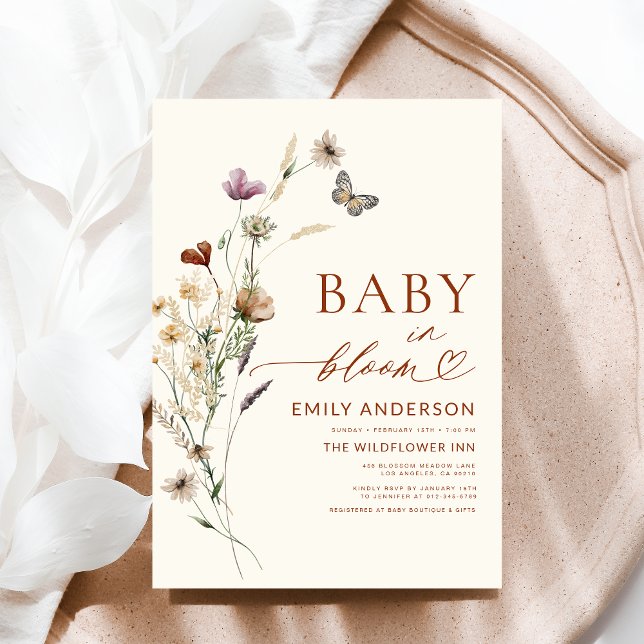 Convite Bebê selvagem no Chá de fraldas Bloom Terracotta (Criador carregado)