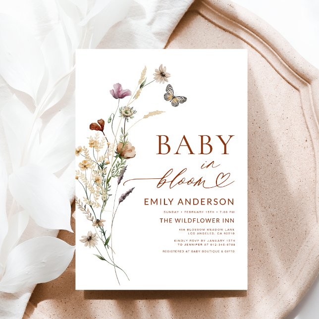 Convite Bebê selvagem no Chá de fraldas Bloom Terracotta (Criador carregado)