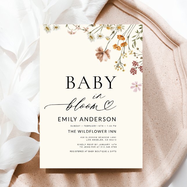 Convite Bebê selvagem no Chá de fraldas Bloom Terracotta (Criador carregado)