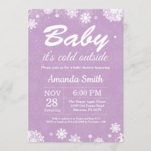 Convite Bebê seu chá de fraldas exterior frio da menina do