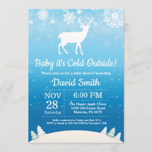 Convite Bebê seu chá de fraldas exterior frio do menino