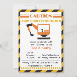 Convite Bebê sob Chá de fraldas de Construção