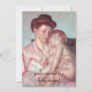 Convite Bebê Sonolento de Mary Cassatt, Chá de Bebê Vintag