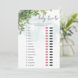 Convite Bebê Traços Aquarela Jogo de Chá de fraldas Verde