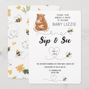 Convite Bebê Urso Sip & Veja Personalizado