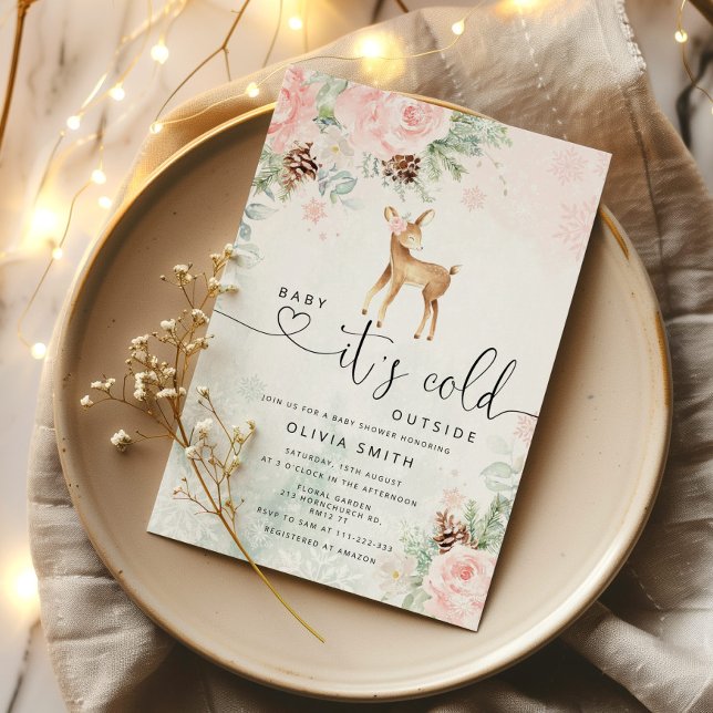 Convite Bebê veado bebê Está frio fora do chá de fraldas (Criador carregado)