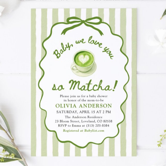 Convite Bebê Verde Salvia Nós te amamos tanto Chá de Bebê  (Sage Green Baby We love you so Matcha Baby Shower Invitation)