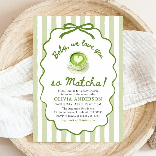 Convite Bebê Verde Salvia Nós te amamos tanto Chá de Bebê  (Sage Green Baby We love you so Matcha Baby Shower Invitation)