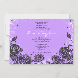 Convite Bebê violeta elegante dos rosas que nomeia o