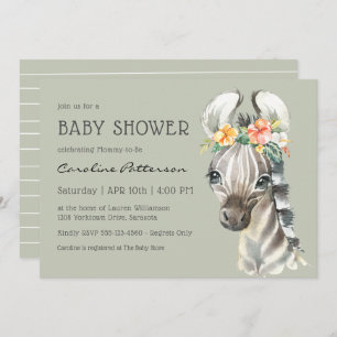 Convite Bebê-zebra-branca Chá de fraldas neutro do gênero