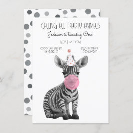 Convite Bebê Zebra preto e branco Aniversário