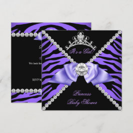 Convite Bebê Zebra Roxo Chuvada de Bebê Menina Princesa Di