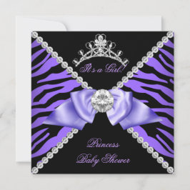 Convite Bebê Zebra Roxo Chuvada de Bebê Menina Princesa Di