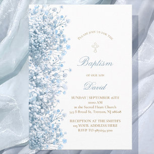 Convite bebebezinho da respiração do pastel azul Baptism