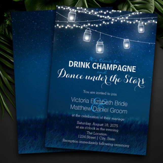 Convite Bebendo Champanhe Dançando Sob as Estrelas Pote de (Criador carregado)