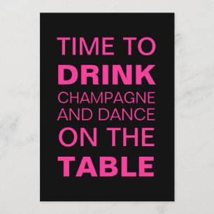 Convite Bebendo Champanhe em Fuchsia aniversário de 21 an