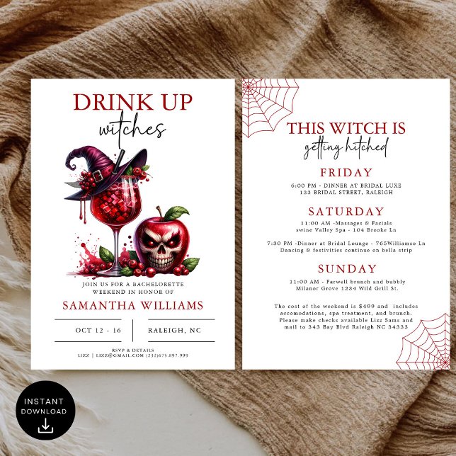 Convite Beber Bruxas Góticas Festa de solteira (Criador carregado)