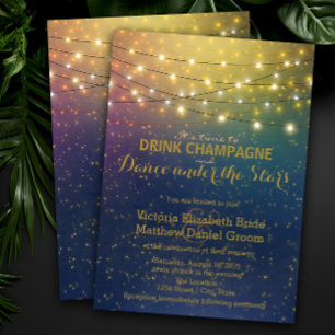 Convite Beber Champanhe Dançar Sob as Estrelas Casamento