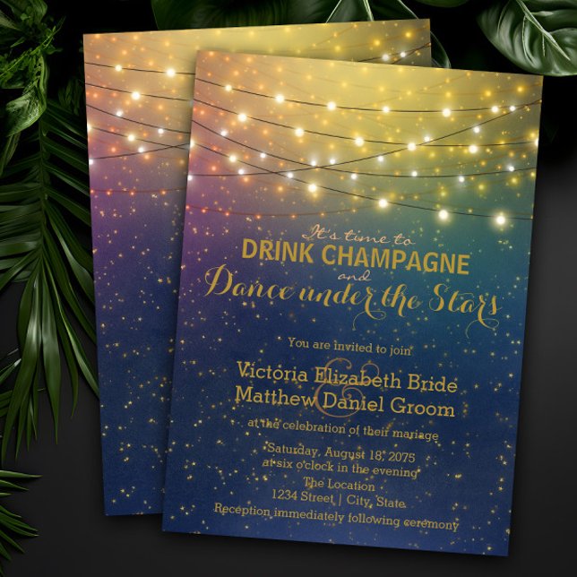 Convite Beber Champanhe Dançar Sob as Estrelas Casamento (Criador carregado)