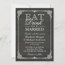 Convite Beber e ser casado com quadros de chalkboards de s