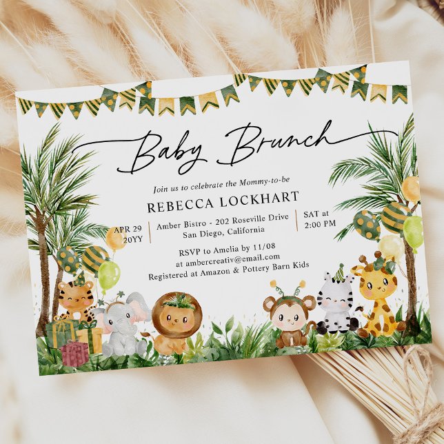 Convite Bebês Adoráveis na Selva Safari Baby Brunch (Criador carregado)