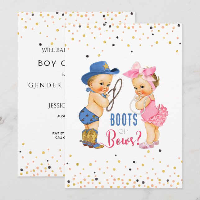 Convite Bebês Bonitos Boots Ou Arcos Sexo Revelação (Frente/Verso)