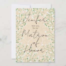 Convite Bebês Breath Floral Você Será Minha Matriz de Honr