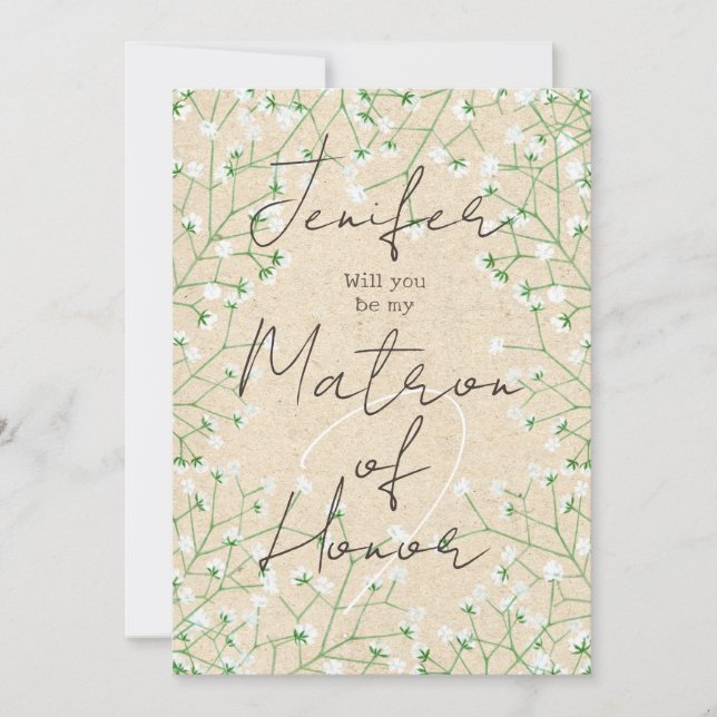 Convite Bebês Breath Floral Você Será Minha Matriz de Honr (Frente)
