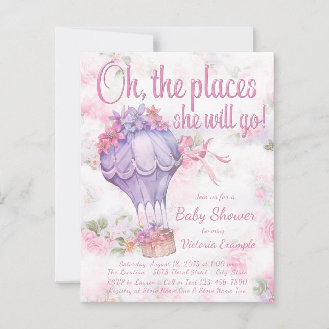 Convite Bebês com balão de ar quente (Frente)